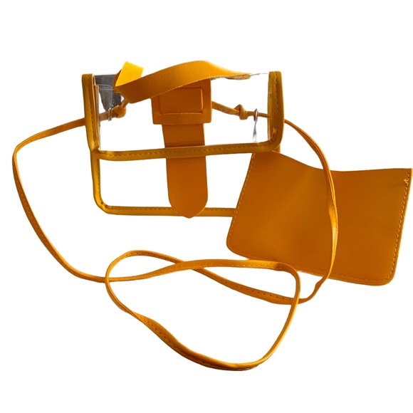 Clear Stadium Crossbody Bag in Yellow with Removable Insert - Picture 4 of 7